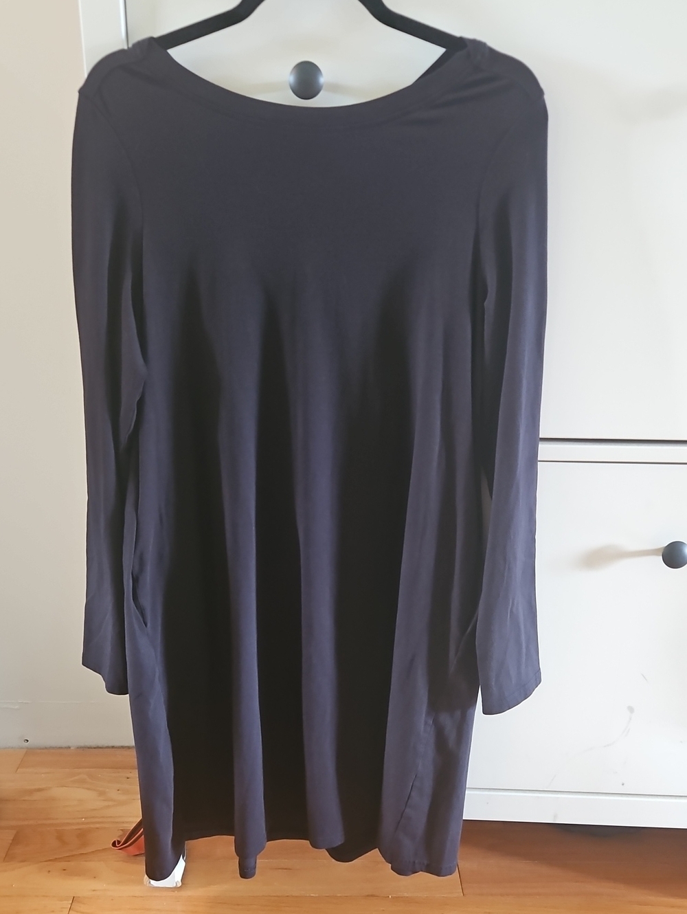 Pact Black Organic Cotton Long-Sleeve Swing Dress Size Large